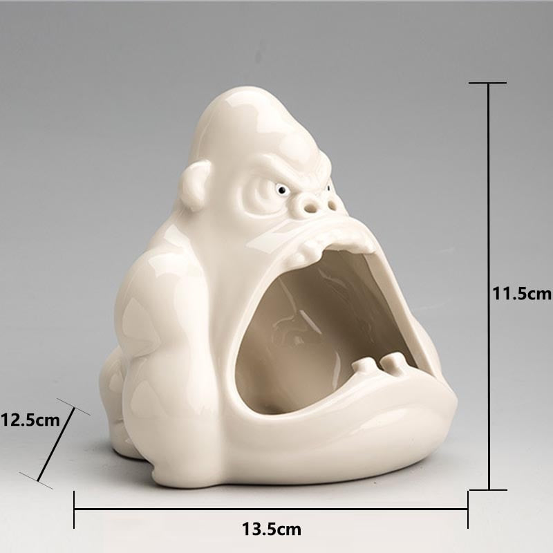 Nordic Style Ceramic Gorilla Shape Ashtray Anti-Fly Ash Mini Ashtray For Car Living Room Cigarette Ashtray For Home Ornament - TIKIJTRONICS # 0