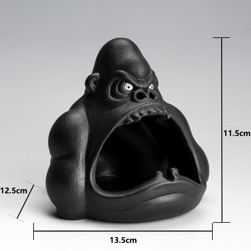 Nordic Style Ceramic Gorilla Shape Ashtray Anti-Fly Ash Mini Ashtray For Car Living Room Cigarette Ashtray For Home Ornament - TIKIJTRONICS # 0