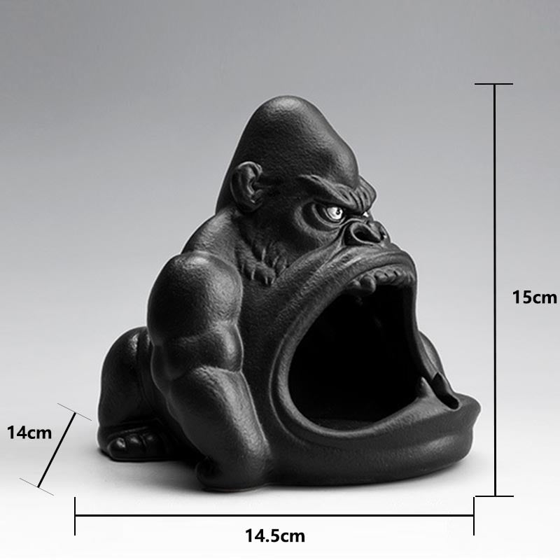 Nordic Style Ceramic Gorilla Shape Ashtray Anti-Fly Ash Mini Ashtray For Car Living Room Cigarette Ashtray For Home Ornament - TIKIJTRONICS # 0