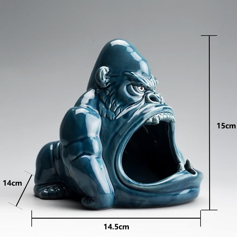 Nordic Style Ceramic Gorilla Shape Ashtray Anti-Fly Ash Mini Ashtray For Car Living Room Cigarette Ashtray For Home Ornament - TIKIJTRONICS # 0