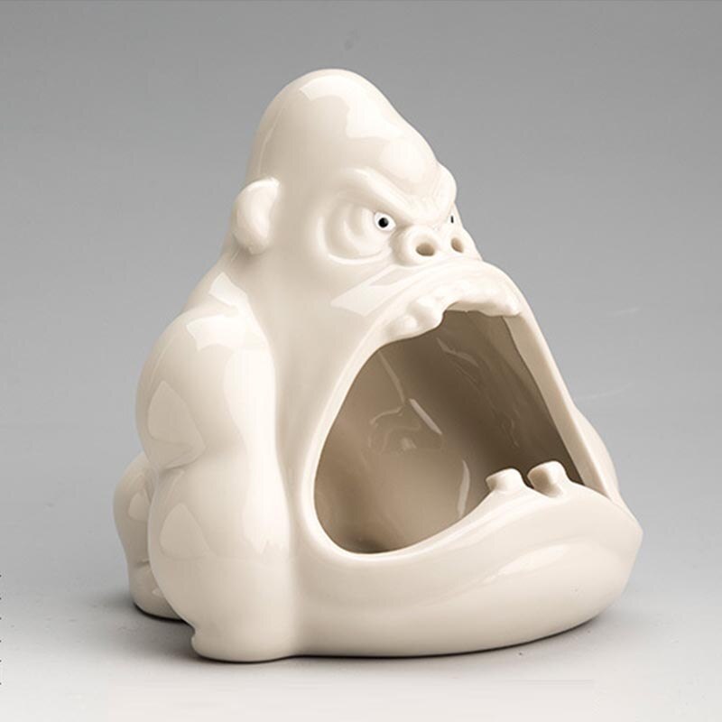 Nordic Style Ceramic Gorilla Shape Ashtray Anti-Fly Ash Mini Ashtray For Car Living Room Cigarette Ashtray For Home Ornament - TIKIJTRONICS # 0