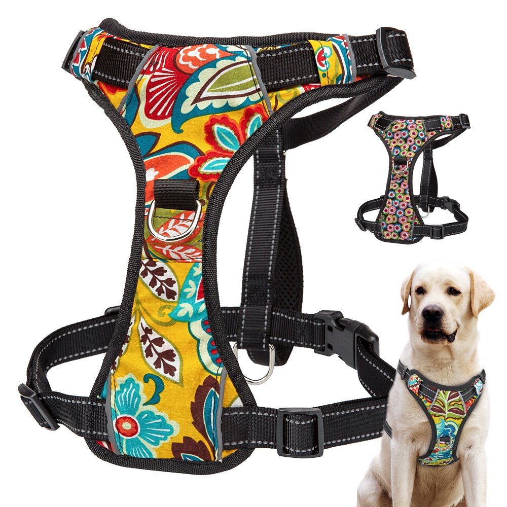 Nylon Harness for Dogs Quick Control Pet Harness Reflective Adjustable Vest No Pull  For Medium Large Dogs Walking XS-XL - TIKIJTRONICS # 0