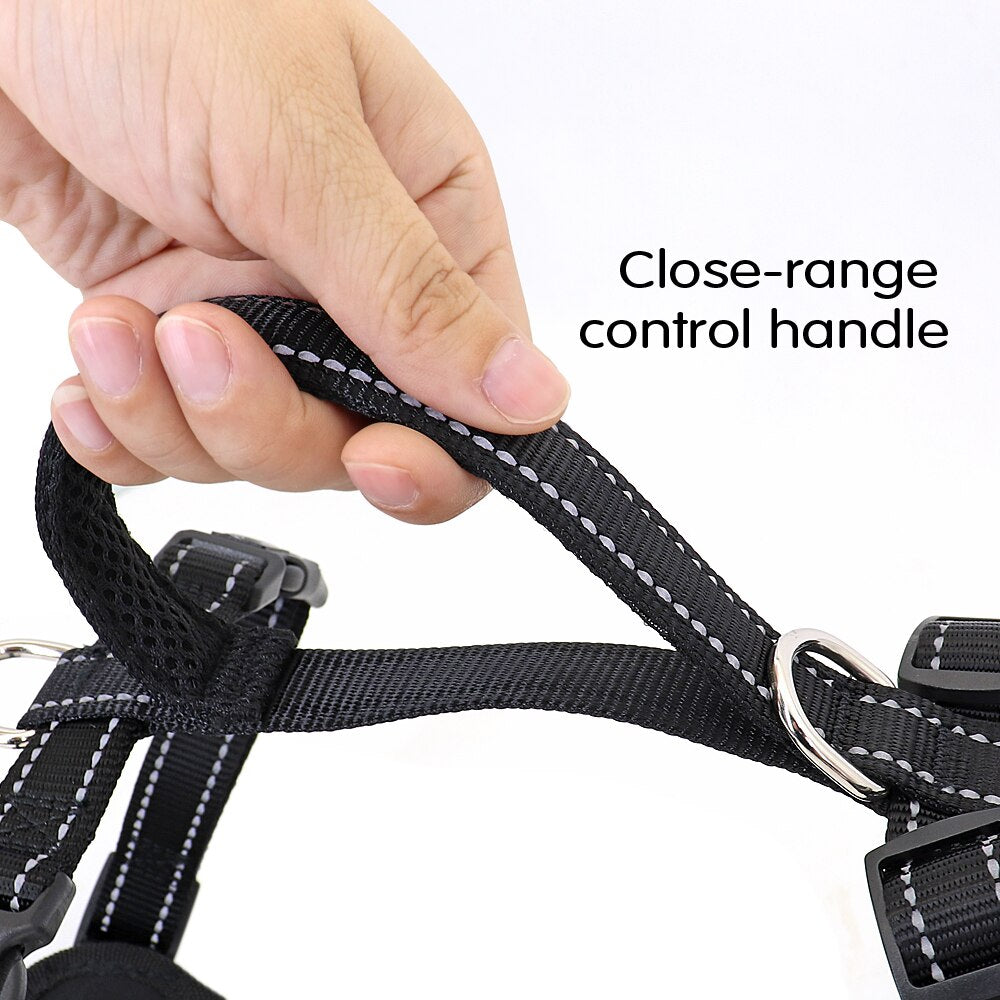 Nylon Harness for Dogs Quick Control Pet Harness Reflective Adjustable Vest No Pull  For Medium Large Dogs Walking XS-XL - TIKIJTRONICS # 0