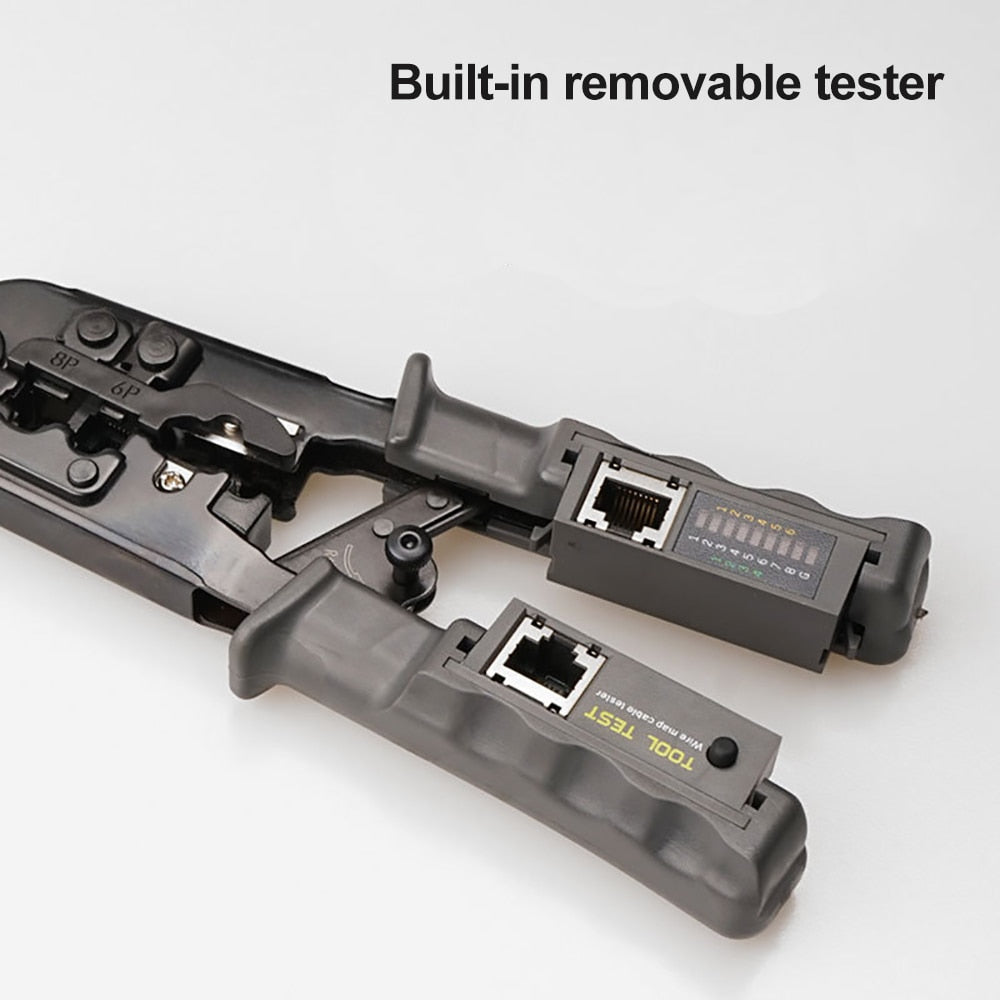 OULLX Multifunctional RJ45 Network Cable Crimper 8P6P4P Three-Purpose Tester Ratchet Tool Squeeze Crimping Wire Network Pliers - TIKIJTRONICS 0 SPECIFICATIONSType: Cable CrimperPackage: YesOrigin: Mainland ChinaModel Number: Network pliers+TesterCertification: CE,RoHSBrand Name: OULLX TIKIJTRONICS  (Store description)