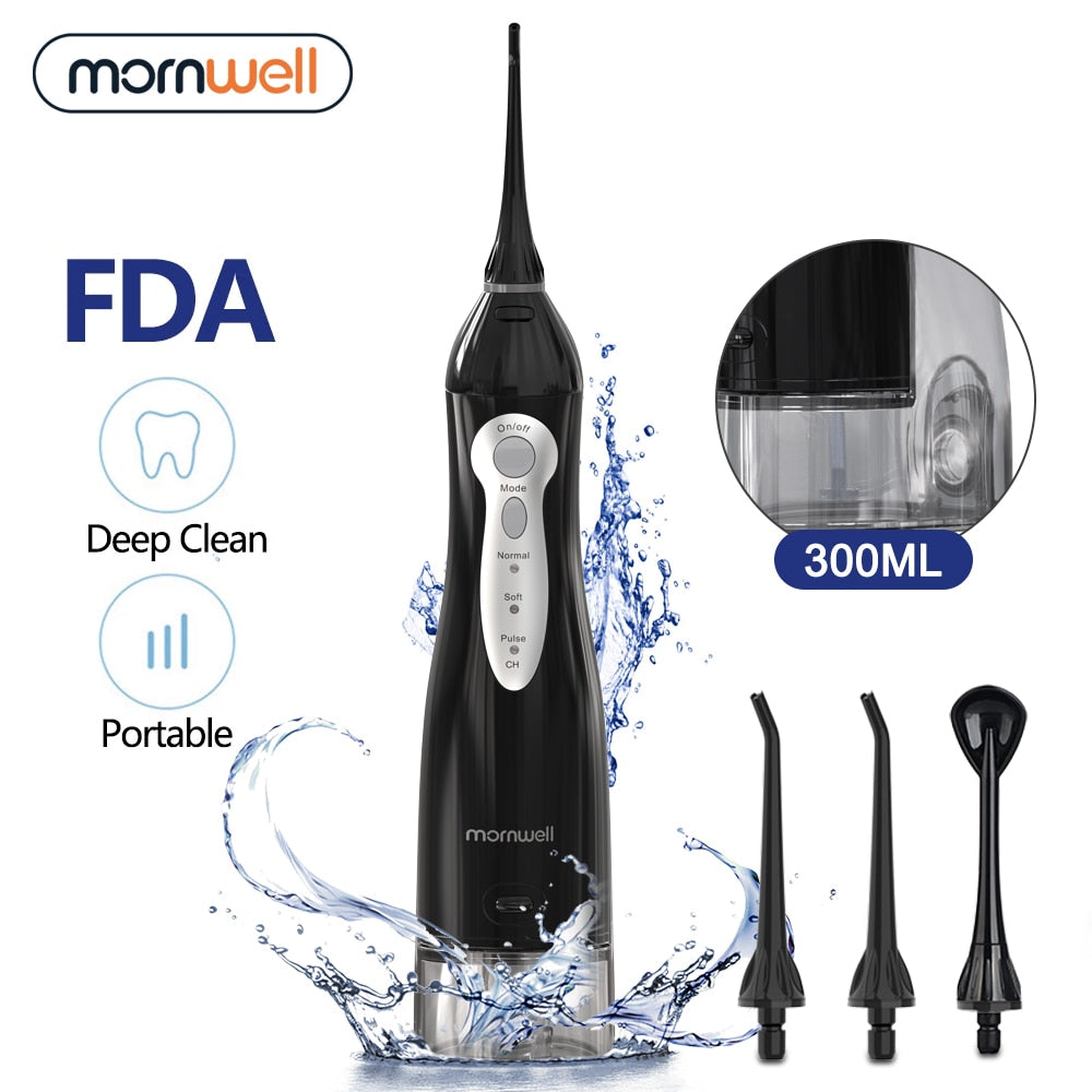 Oral Irrigator USB Rechargeable Water Flosser Portable Dental Water Jet 300ML Water Tank Waterproof Teeth Cleaner - TIKIJTRONICS # 0