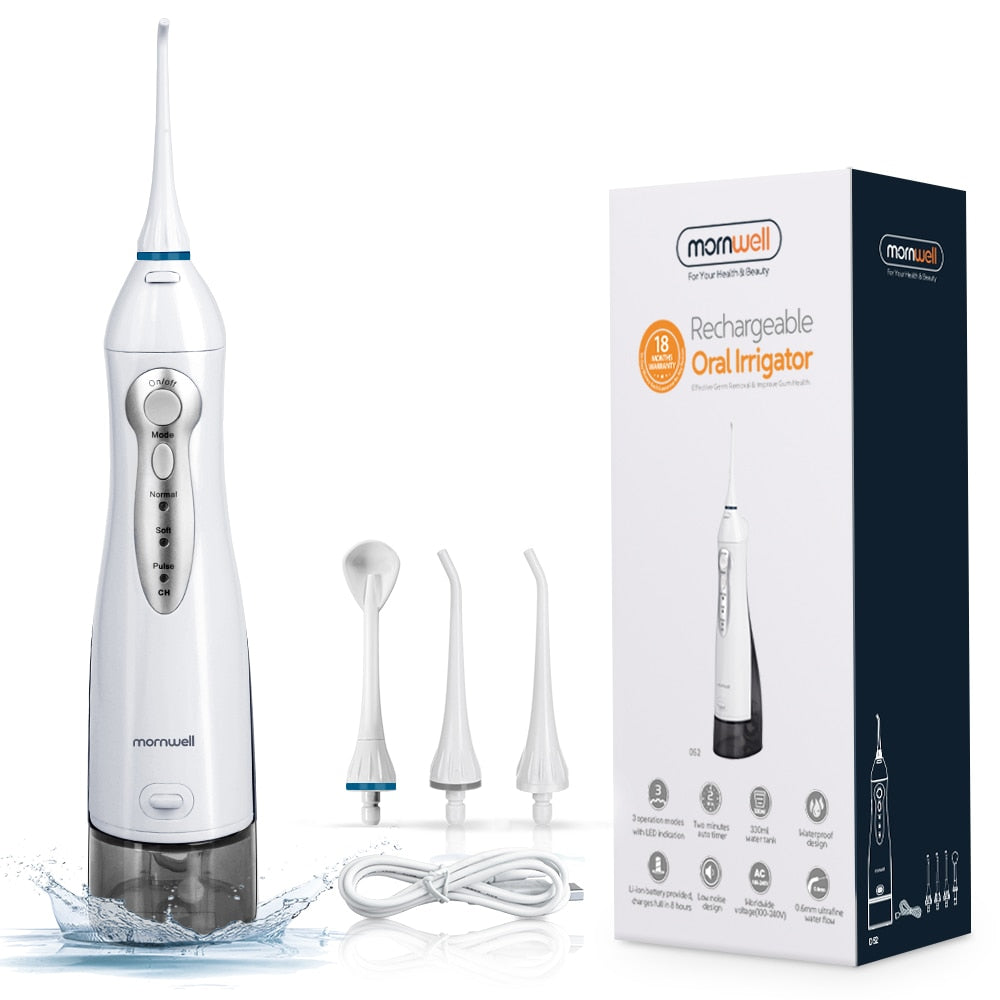 Oral Irrigator USB Rechargeable Water Flosser Portable Dental Water Jet 300ML Water Tank Waterproof Teeth Cleaner - TIKIJTRONICS # 0