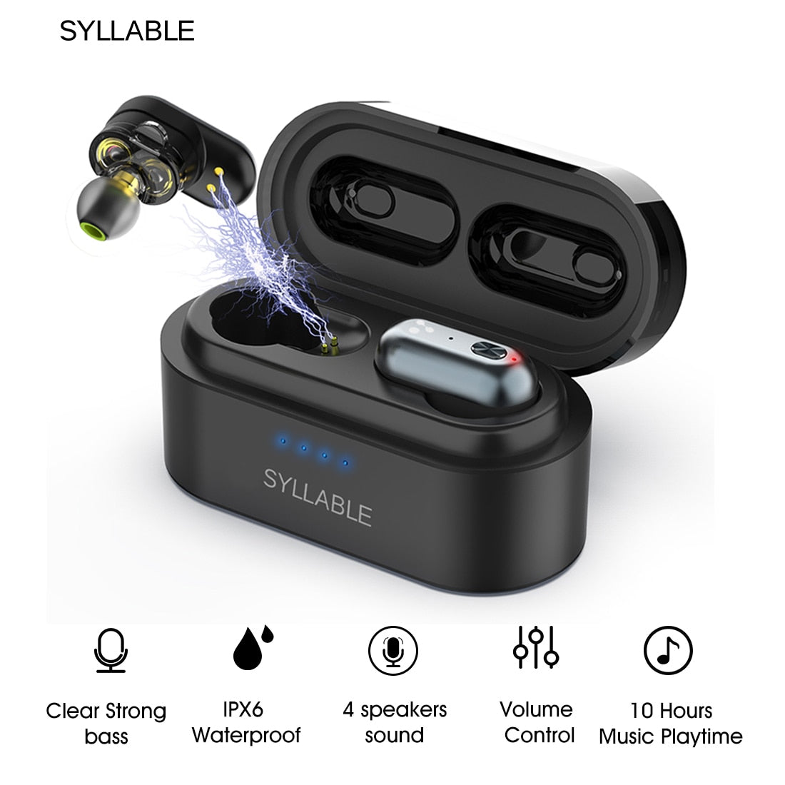 Original SYLLABLE S101 TWS bass earphones wireless headset noise reduction SYLLABLE Volume control earbuds Bluetooth-compatible - TIKIJTRONICS # 0