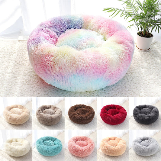 Pet Dog Bed Warm Fleece Round Dog Kennel House Long Plush Winter Pets Dog Beds For Medium Large Dogs Cats Soft Sofa Cushion Mats - TIKIJTRONICS # 0