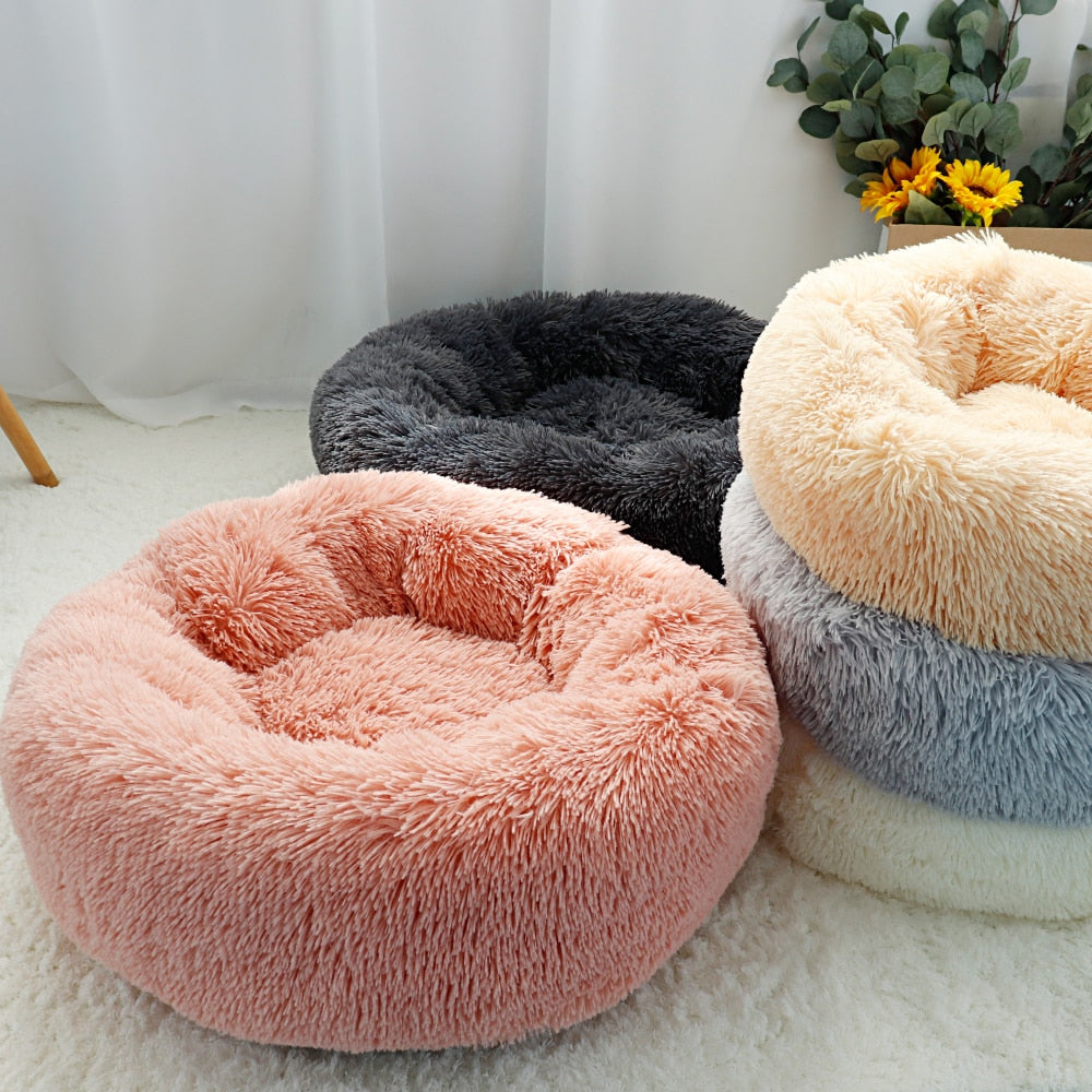 Pet Dog Bed Warm Fleece Round Dog Kennel House Long Plush Winter Pets Dog Beds For Medium Large Dogs Cats Soft Sofa Cushion Mats - TIKIJTRONICS # 0