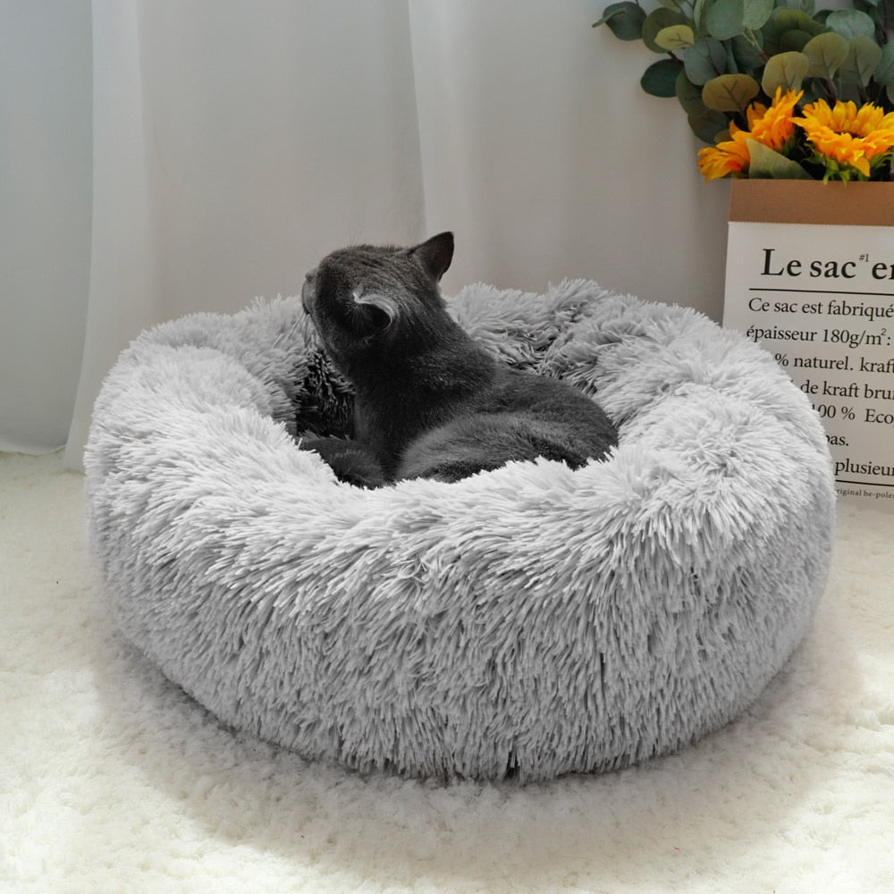 Pet Dog Bed Warm Fleece Round Dog Kennel House Long Plush Winter Pets Dog Beds For Medium Large Dogs Cats Soft Sofa Cushion Mats - TIKIJTRONICS # 0