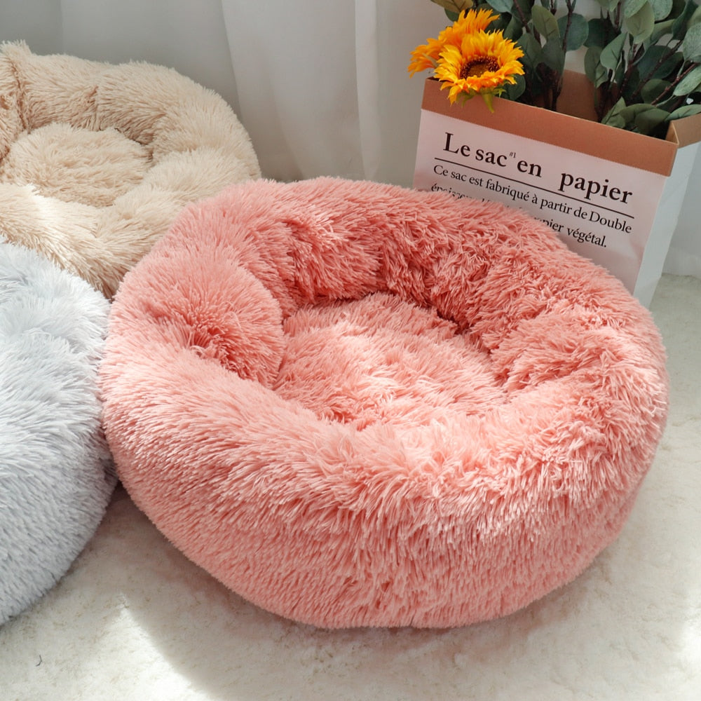 Pet Dog Bed Warm Fleece Round Dog Kennel House Long Plush Winter Pets Dog Beds For Medium Large Dogs Cats Soft Sofa Cushion Mats - TIKIJTRONICS # 0