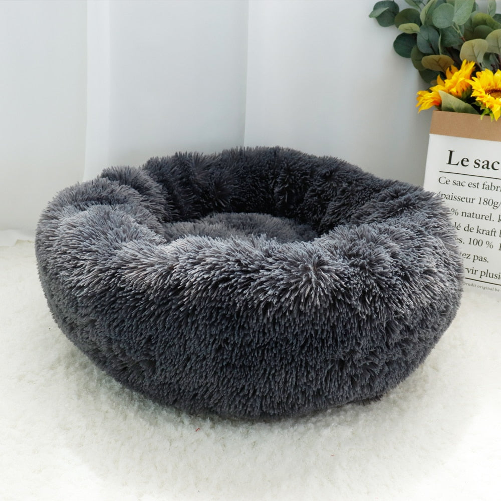 Pet Dog Bed Warm Fleece Round Dog Kennel House Long Plush Winter Pets Dog Beds For Medium Large Dogs Cats Soft Sofa Cushion Mats - TIKIJTRONICS # 0