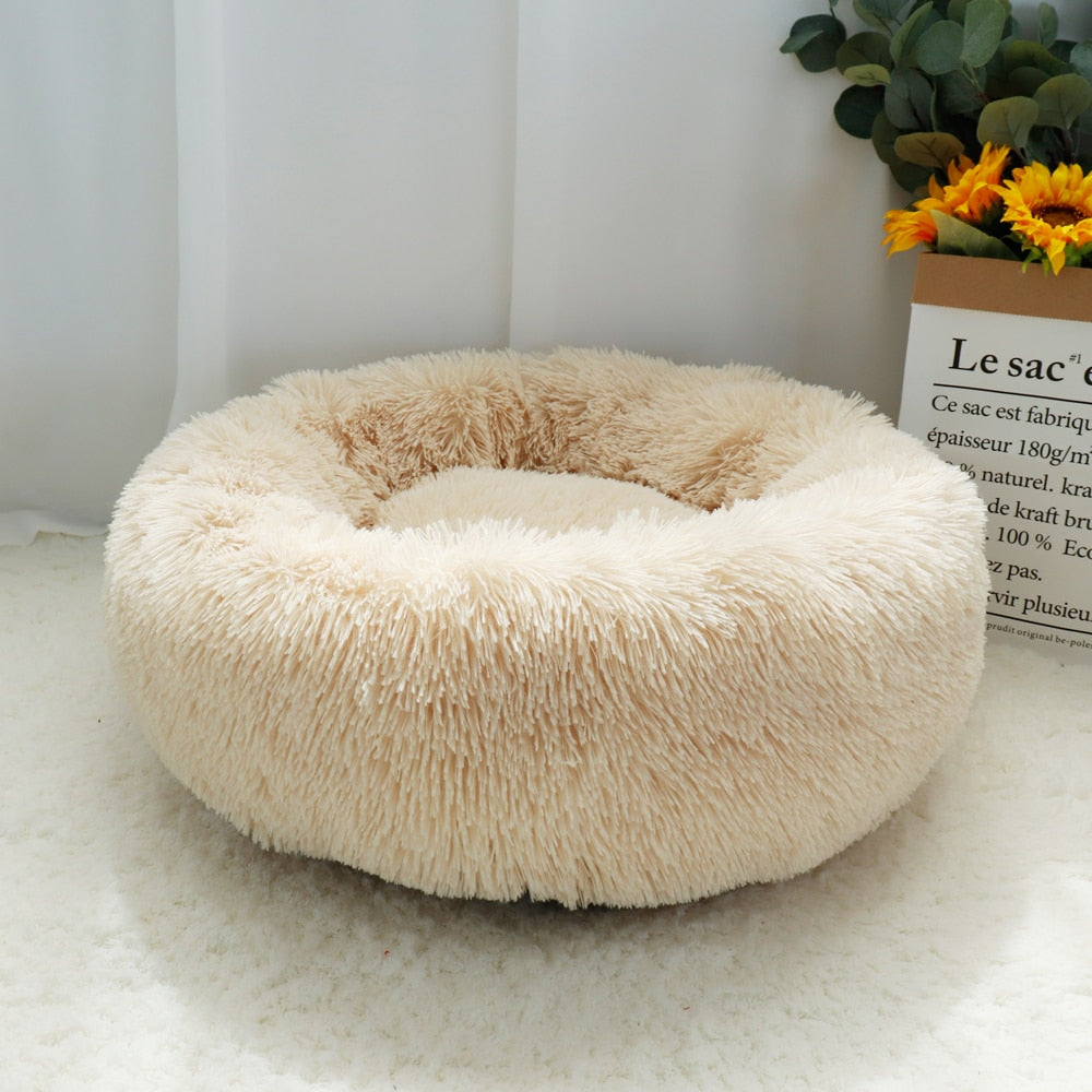 Pet Dog Bed Warm Fleece Round Dog Kennel House Long Plush Winter Pets Dog Beds For Medium Large Dogs Cats Soft Sofa Cushion Mats - TIKIJTRONICS # 0