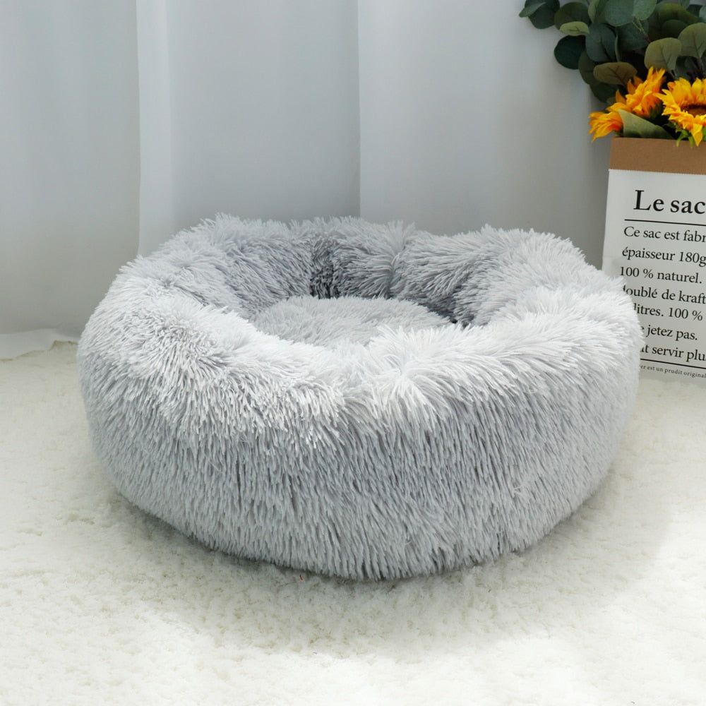 Pet Dog Bed Warm Fleece Round Dog Kennel House Long Plush Winter Pets Dog Beds For Medium Large Dogs Cats Soft Sofa Cushion Mats - TIKIJTRONICS # 0