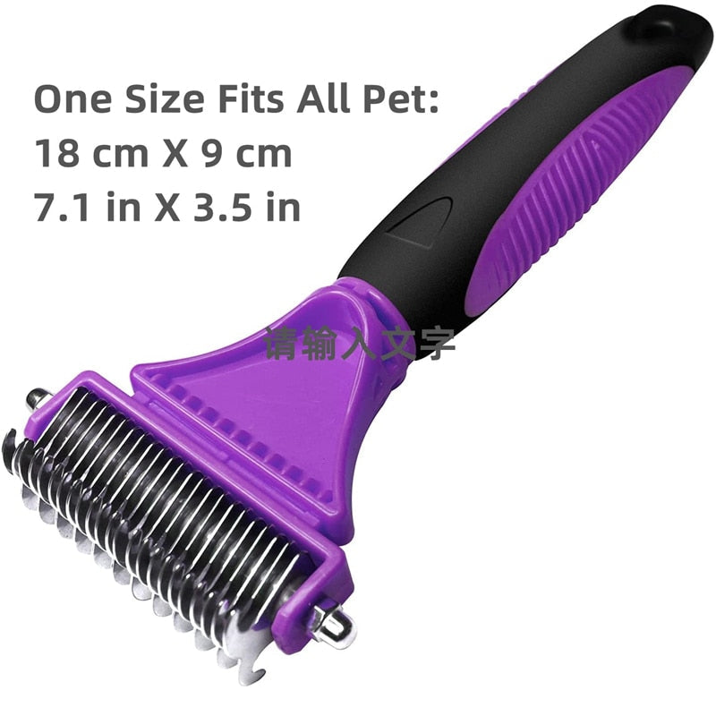 Pets Stainless Steel Grooming Brush Two-Sided Shedding and Dematting Undercoat Rake Comb for Dog Cat Remove Knots Tangles Easily - TIKIJTRONICS # 0