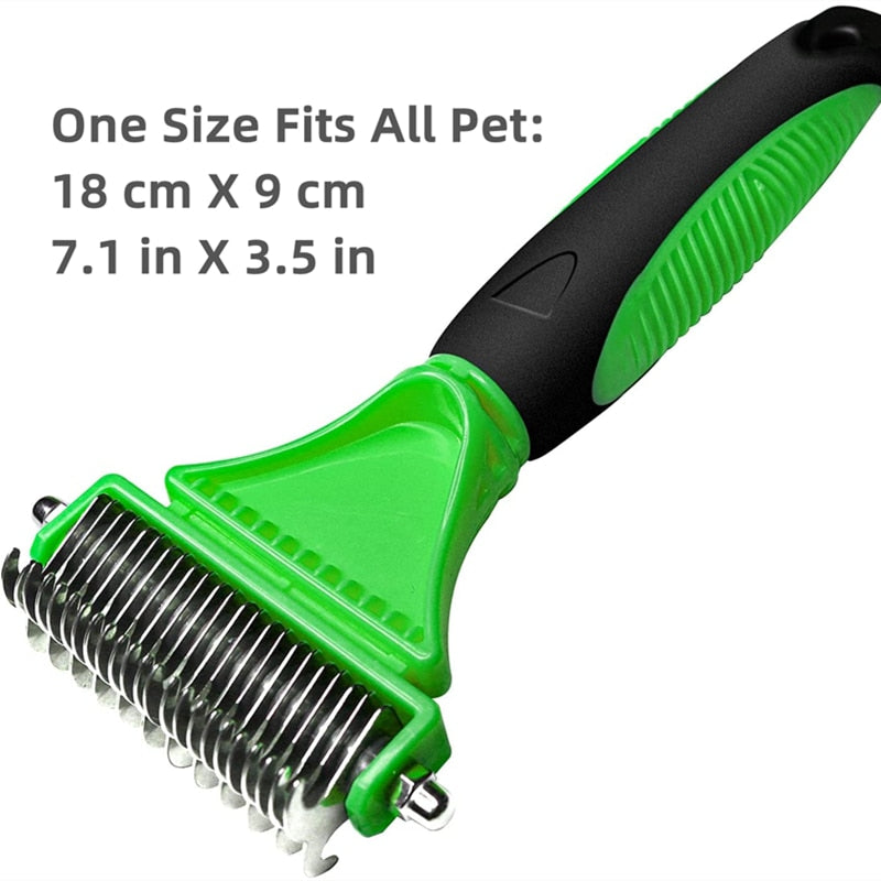 Pets Stainless Steel Grooming Brush Two-Sided Shedding and Dematting Undercoat Rake Comb for Dog Cat Remove Knots Tangles Easily - TIKIJTRONICS # 0