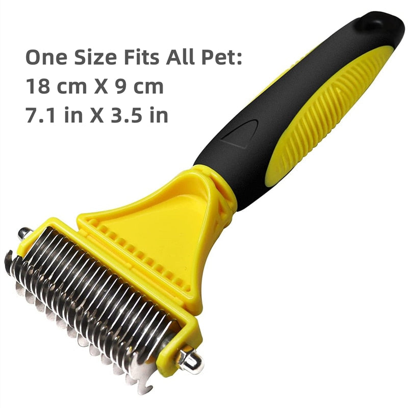 Pets Stainless Steel Grooming Brush Two-Sided Shedding and Dematting Undercoat Rake Comb for Dog Cat Remove Knots Tangles Easily - TIKIJTRONICS # 0