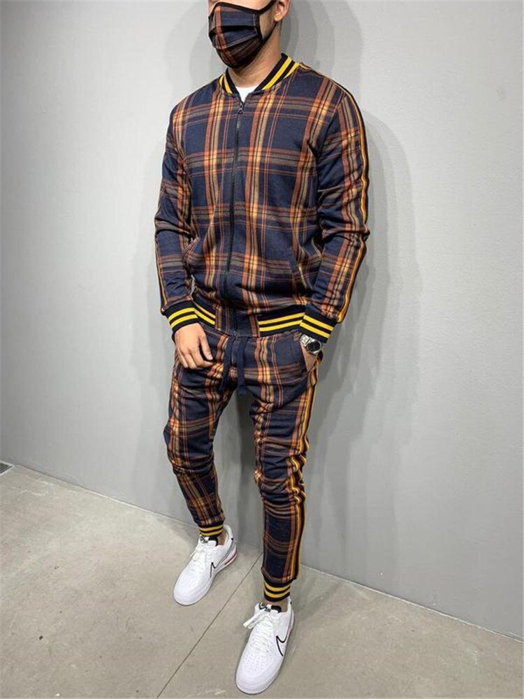 Plaid Printed Loose Suit Couple Clothes Fashion Tracksuit Grey Tracksuit Fullset Black Pink Faded Tracksuit Full Set Tracksuit - TIKIJTRONICS # 0