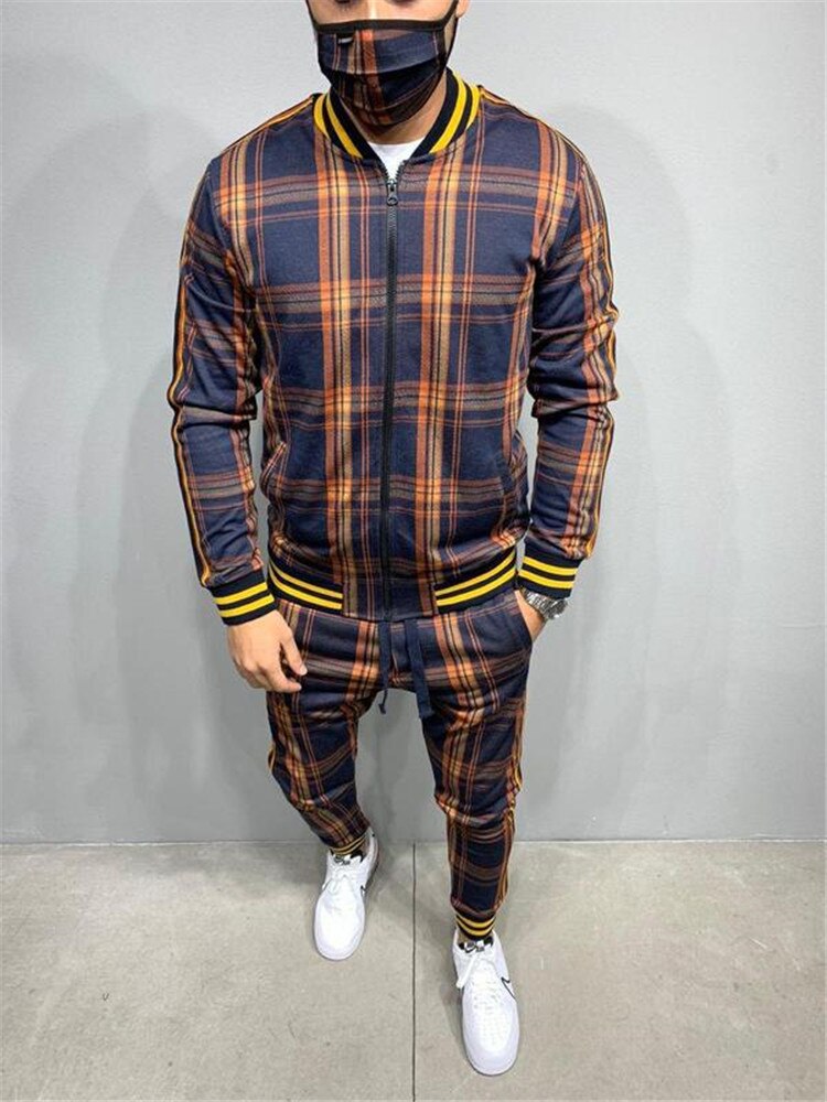 Plaid Printed Loose Suit Couple Clothes Fashion Tracksuit Grey Tracksuit Fullset Black Pink Faded Tracksuit Full Set Tracksuit - TIKIJTRONICS # 0