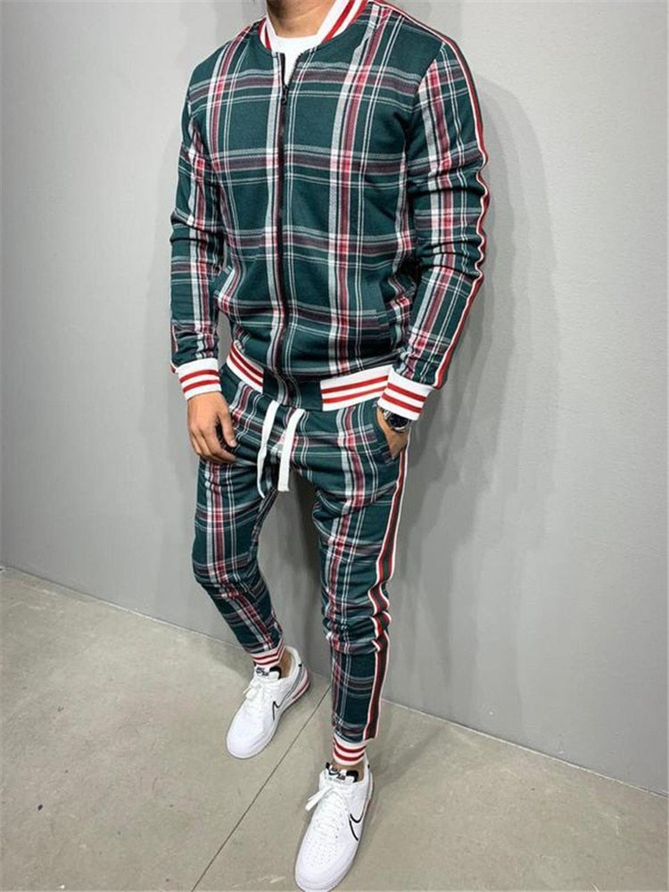 Plaid Printed Loose Suit Couple Clothes Fashion Tracksuit Grey Tracksuit Fullset Black Pink Faded Tracksuit Full Set Tracksuit - TIKIJTRONICS # 0