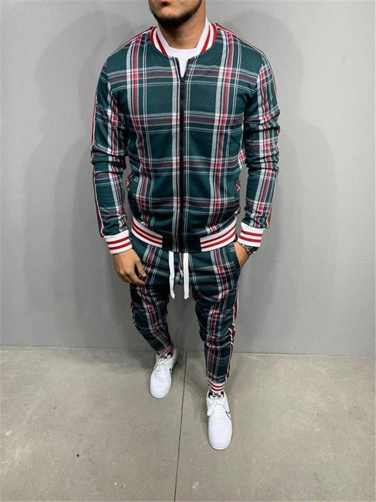 Plaid Printed Loose Suit Couple Clothes Fashion Tracksuit Grey Tracksuit Fullset Black Pink Faded Tracksuit Full Set Tracksuit - TIKIJTRONICS # 0