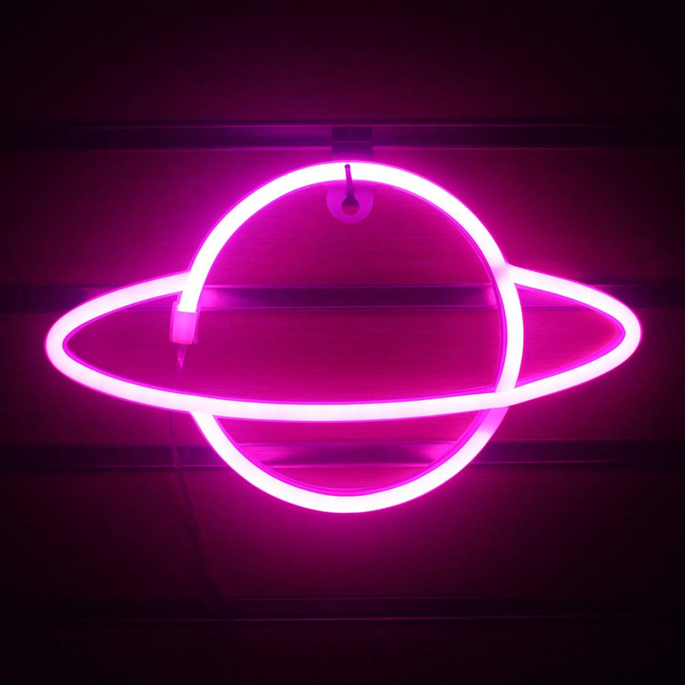 Planet LED Lights Neon Light Sign Bedroom Decor Neon Sign Night Lamp for Rooms Wall Art Bar Party USB or Battery Powered - TIKIJTRONICS # 0