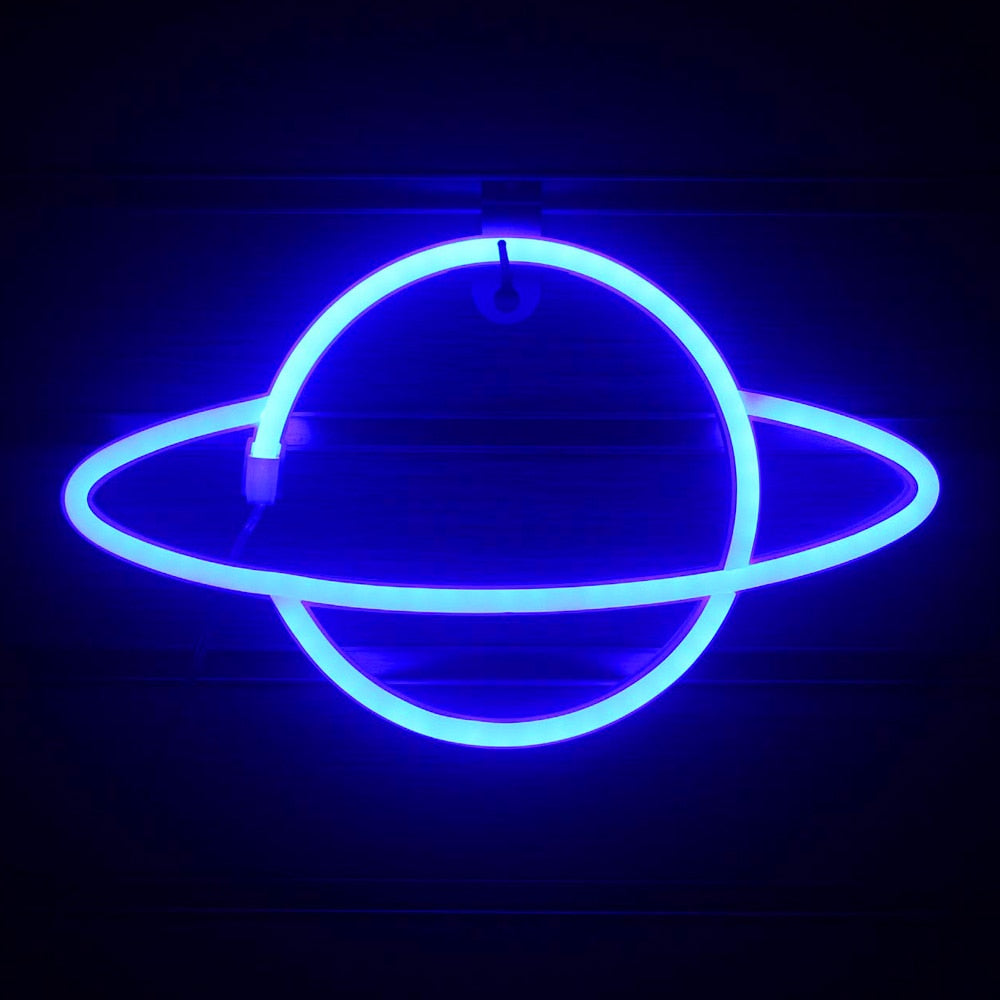 Planet LED Lights Neon Light Sign Bedroom Decor Neon Sign Night Lamp for Rooms Wall Art Bar Party USB or Battery Powered - TIKIJTRONICS # 0