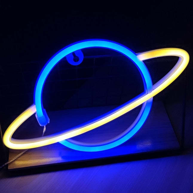 Planet LED Lights Neon Light Sign Bedroom Decor Neon Sign Night Lamp for Rooms Wall Art Bar Party USB or Battery Powered - TIKIJTRONICS # 0