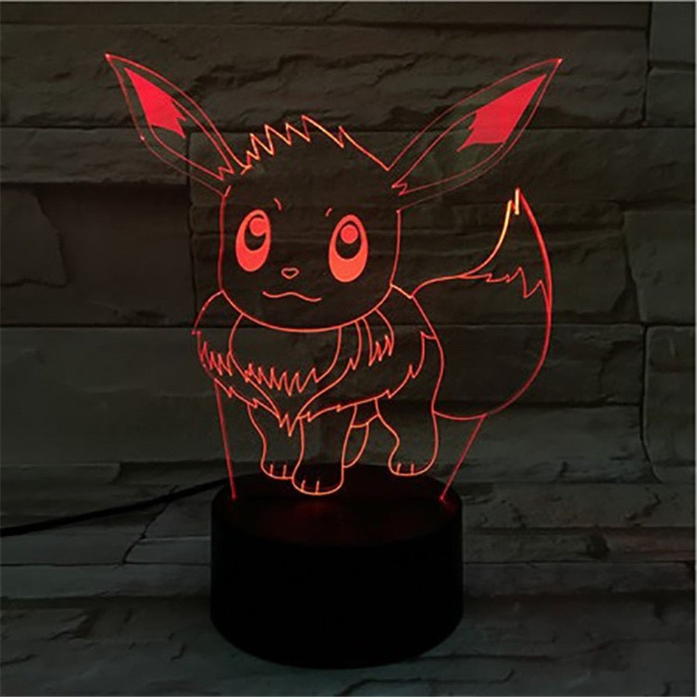 Pokemon Eevee Anime Figure 3D LED Night Light Flareon Glaceon Sylveon Jolteon Espeon Umbreon Figurine Bedroom Decor Lamp Gifts - TIKIJTRONICS # 0