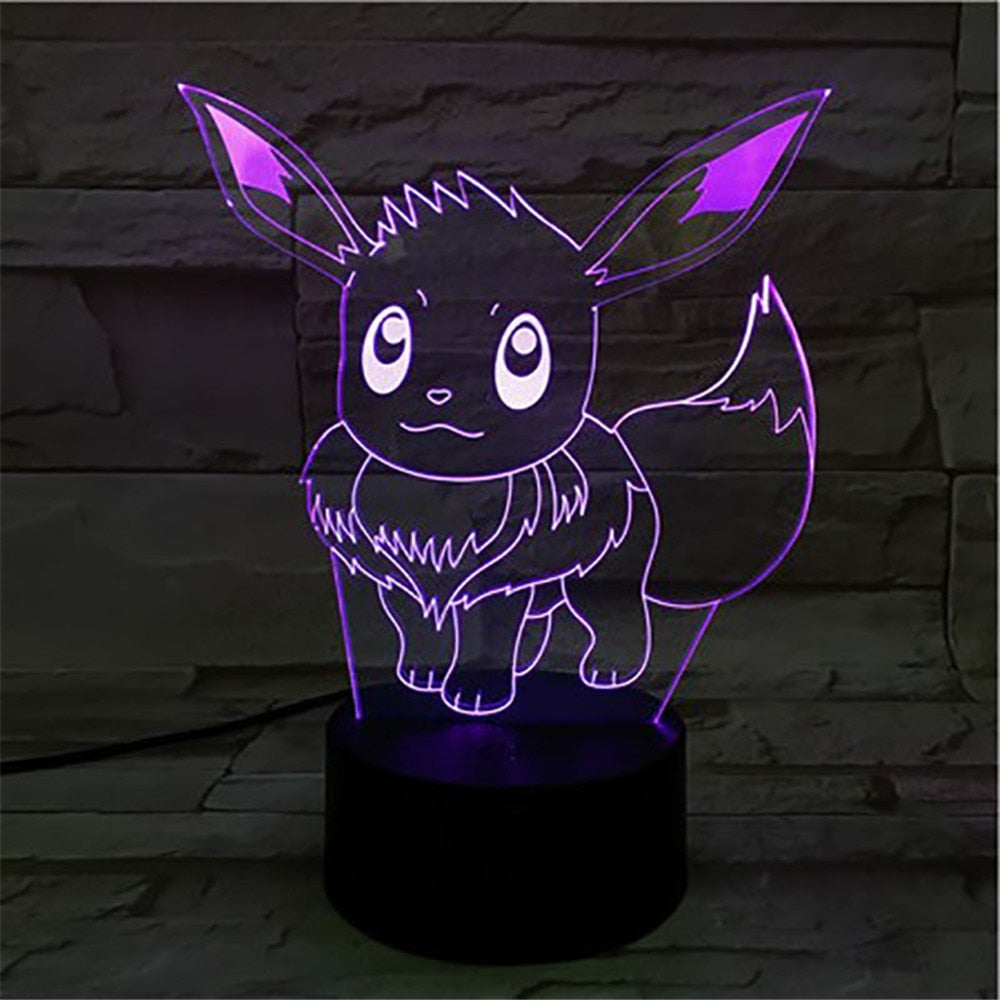 Pokemon Eevee Anime Figure 3D LED Night Light Flareon Glaceon Sylveon Jolteon Espeon Umbreon Figurine Bedroom Decor Lamp Gifts - TIKIJTRONICS # 0