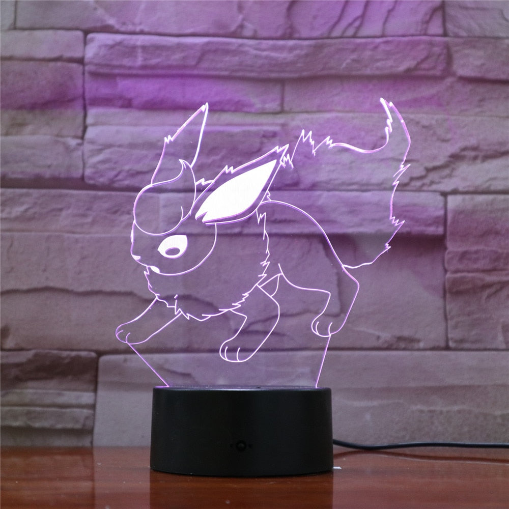 Pokemon Eevee Anime Figure 3D LED Night Light Flareon Glaceon Sylveon Jolteon Espeon Umbreon Figurine Bedroom Decor Lamp Gifts - TIKIJTRONICS # 0