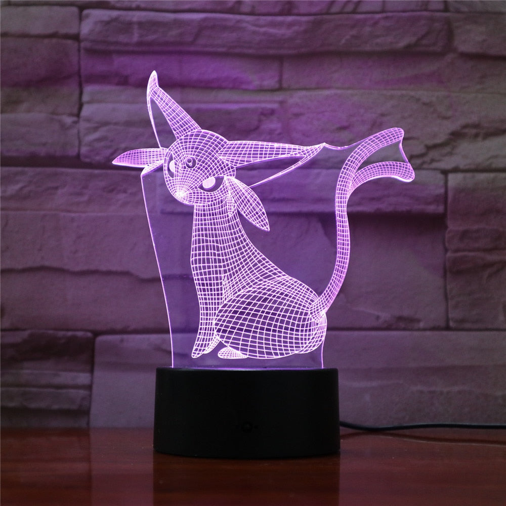 Pokemon Eevee Anime Figure 3D LED Night Light Flareon Glaceon Sylveon Jolteon Espeon Umbreon Figurine Bedroom Decor Lamp Gifts - TIKIJTRONICS # 0