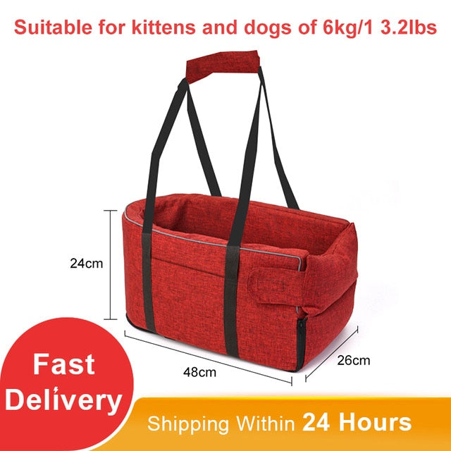 Portable Cat Dog Bed Travel Central Control Car Safety Pet Seat Transport Dog Carrier Protector For Small Dog Chihuahua Teddy TIKIJTRONICS