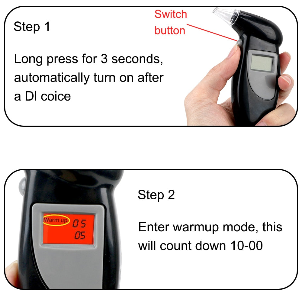 Portable Breath Alcohol Tester Handheld Breathalyzer Alcotest Alcohol Test Tools Backlight Digital Set Car Accessories Universal - TIKIJTRONICS # 0