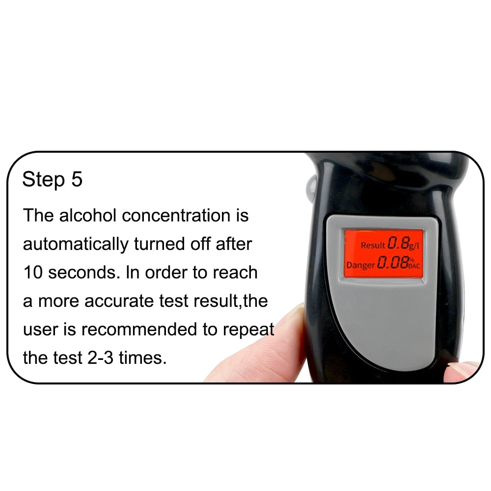 Portable Breath Alcohol Tester Handheld Breathalyzer Alcotest Alcohol Test Tools Backlight Digital Set Car Accessories Universal - TIKIJTRONICS # 0