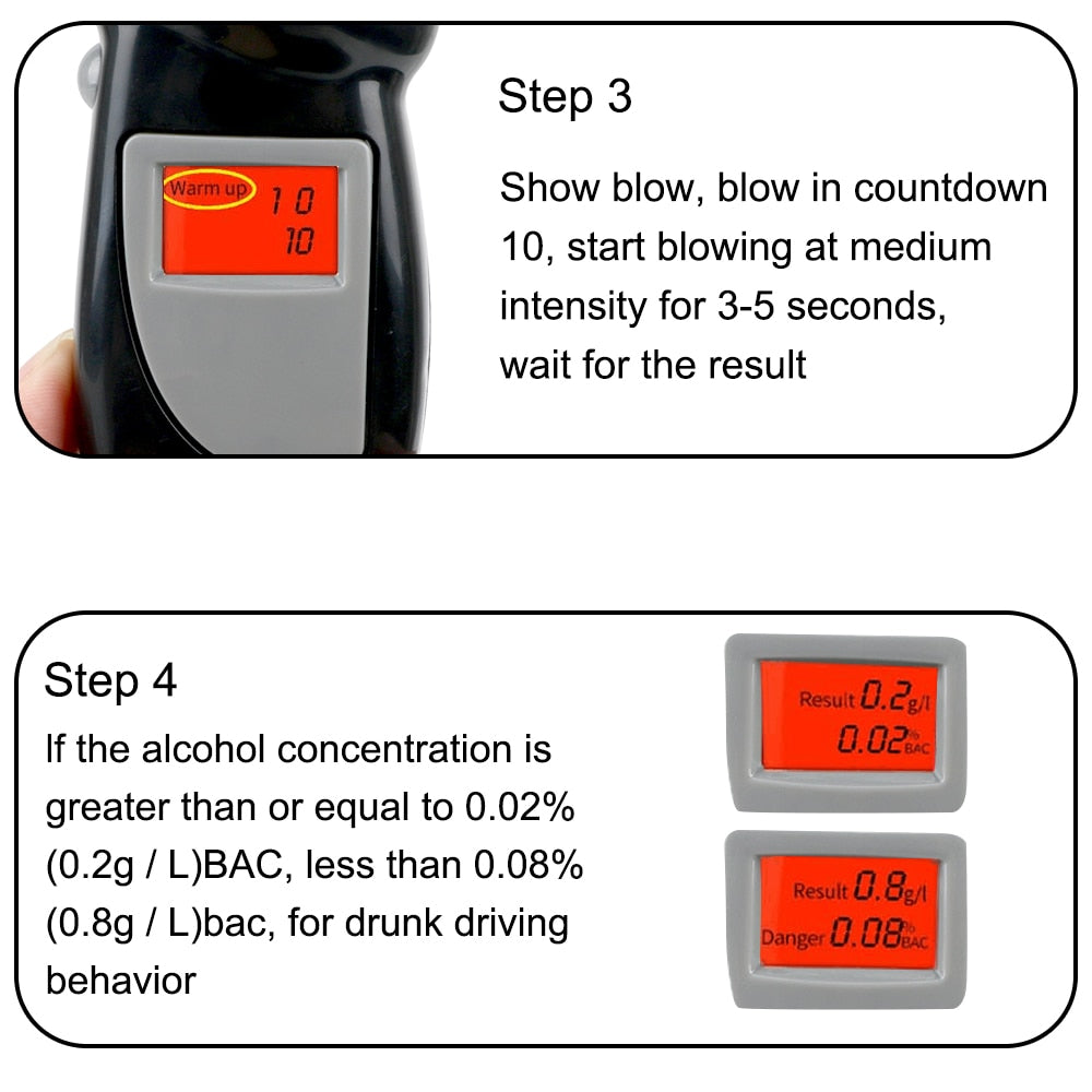 Portable Breath Alcohol Tester Handheld Breathalyzer Alcotest Alcohol Test Tools Backlight Digital Set Car Accessories Universal - TIKIJTRONICS # 0