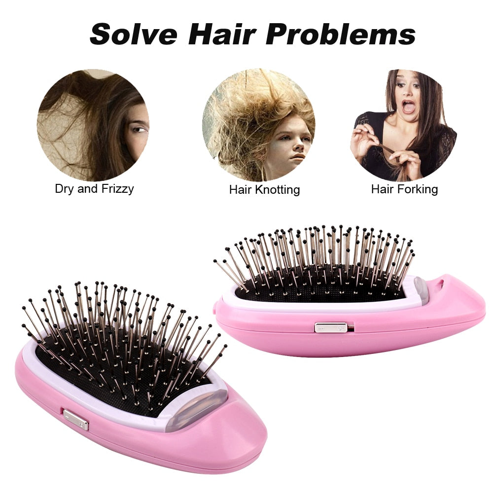 Portable Ionic Hairbrush Electric Negative Ions Hair Comb Anti Static MassageComb US Fast Shipping Styling Tool for Dropshipping - TIKIJTRONICS # 0