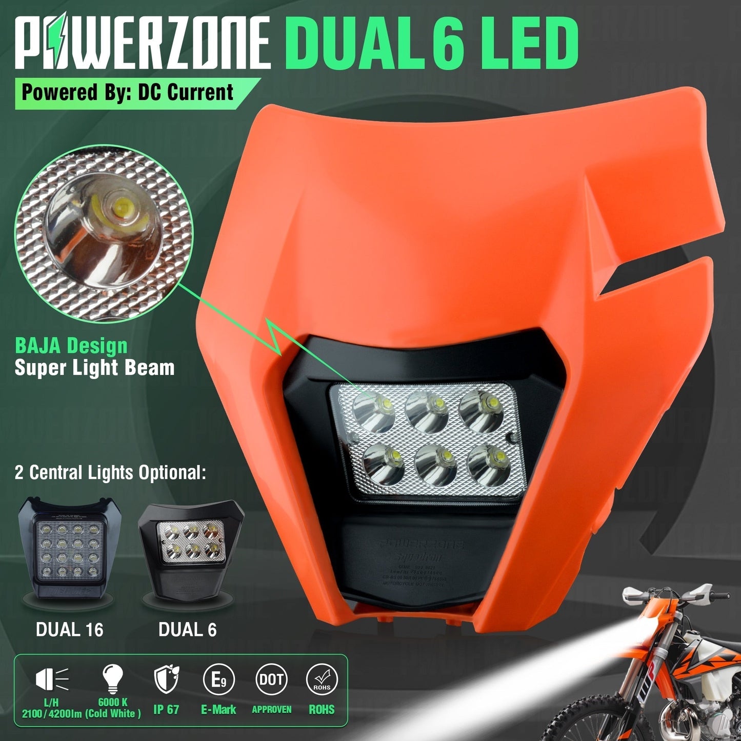 PowerZone Motorcycle LED Headlight Headlamp Head Light Supermoto Fairing For KTM EXC SXF MX Dirt Bike Enduro LED Headlight - TIKIJTRONICS 0 SPECIFICATIONSWattage: 36WOrigin: Mainland ChinaModel: 2017 2018 2019 2020 2021MX Cross: EnduroItem Type: Headlight AssemblyEXC XCW250 350 450 501 2017-2021: SX SXF 125 2016-2019Brand Name: POWERZONE16-N Headlight: For KTM TIKIJTRONICS  (Store description)