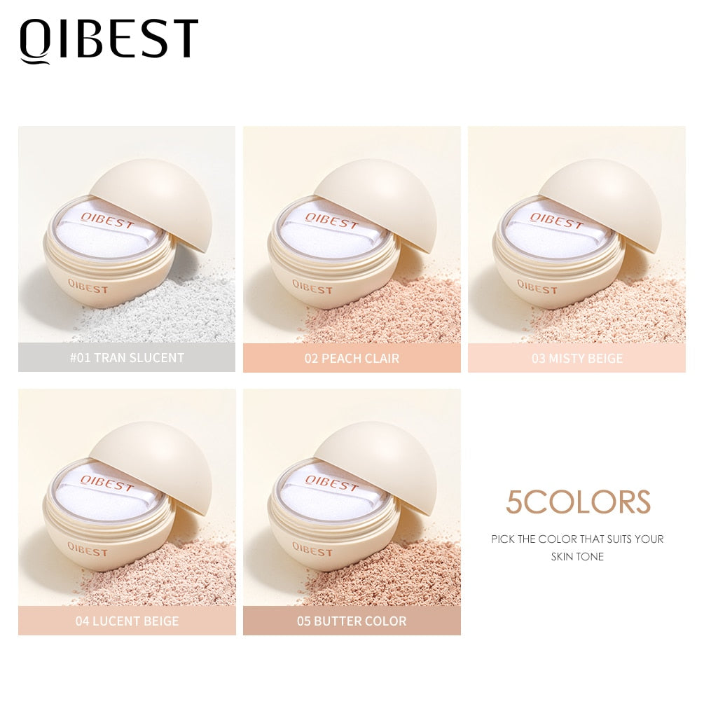 QIBEST Smooth Loose Powder Light Setting Powder Waterproof Face Makeup Oil Control Finish Powder Matte Velvet Face Powder Makeup - TIKIJTRONICS # 0