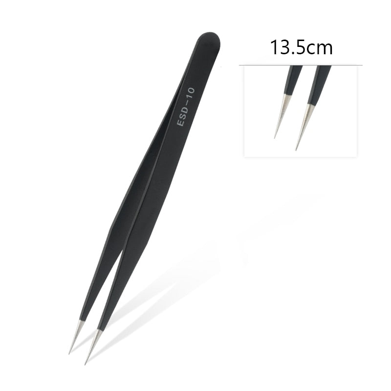 Qiao Excellent Quality Tweezers Bend+Straight New Stainless Steel Industrial Anti-static Cross Tweezers Sewing Accessories Tools TIKIJTRONICS