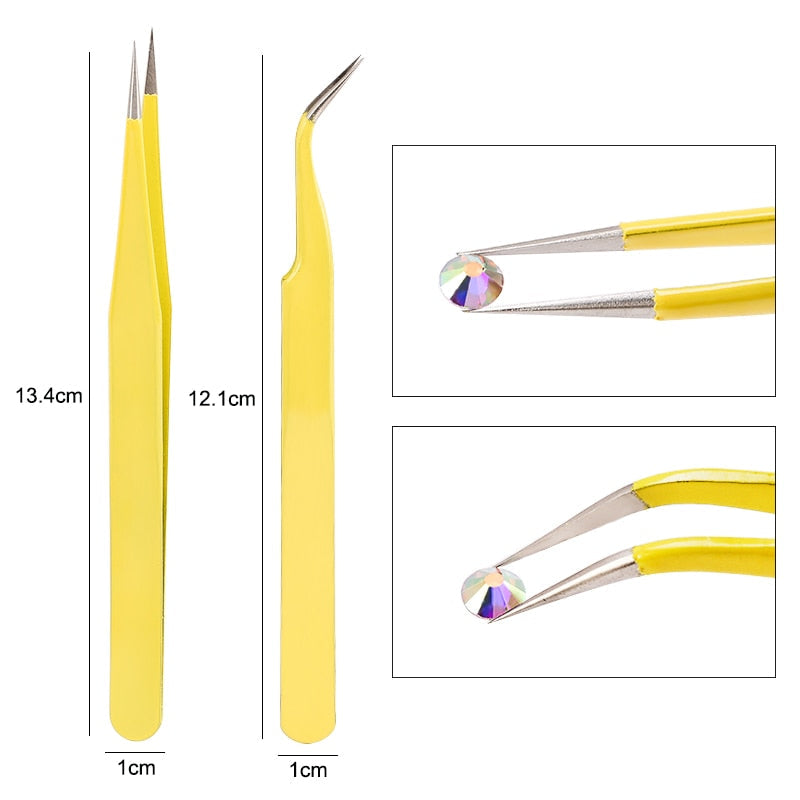 Qiao Excellent Quality Tweezers Bend+Straight New Stainless Steel Industrial Anti-static Cross Tweezers Sewing Accessories Tools TIKIJTRONICS