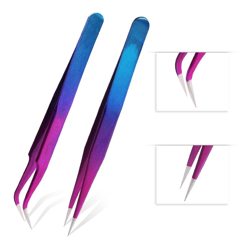 Qiao Excellent Quality Tweezers Bend+Straight New Stainless Steel Industrial Anti-static Cross Tweezers Sewing Accessories Tools TIKIJTRONICS