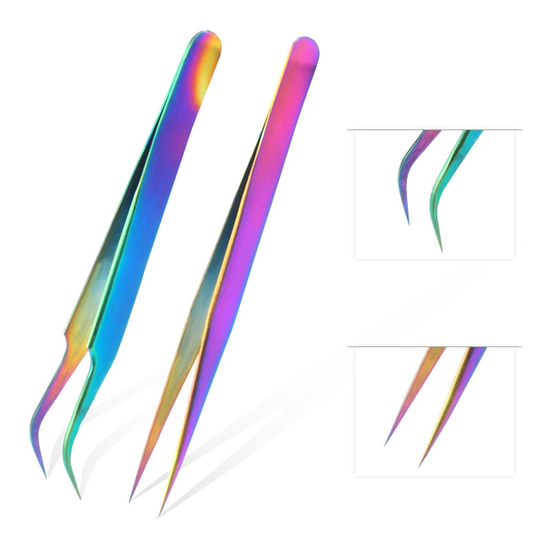 Qiao Excellent Quality Tweezers Bend+Straight New Stainless Steel Industrial Anti-static Cross Tweezers Sewing Accessories Tools TIKIJTRONICS