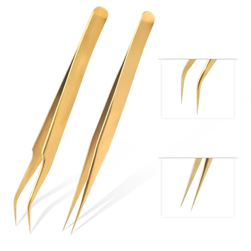 Qiao Excellent Quality Tweezers Bend+Straight New Stainless Steel Industrial Anti-static Cross Tweezers Sewing Accessories Tools TIKIJTRONICS