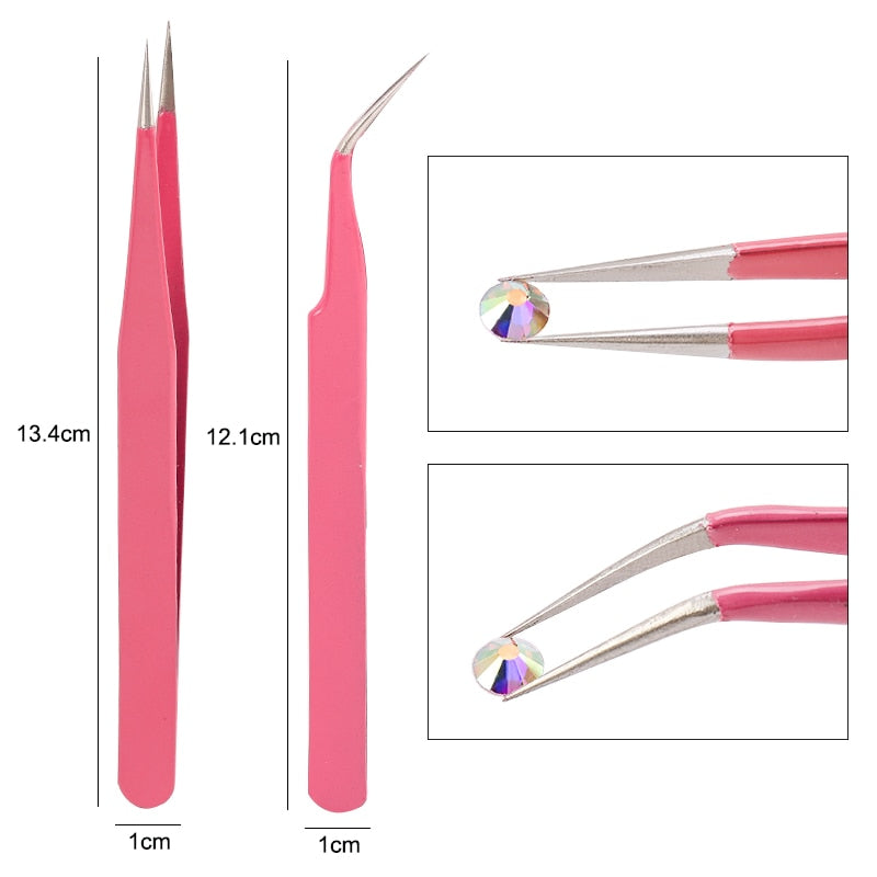 Qiao Excellent Quality Tweezers Bend+Straight New Stainless Steel Industrial Anti-static Cross Tweezers Sewing Accessories Tools TIKIJTRONICS