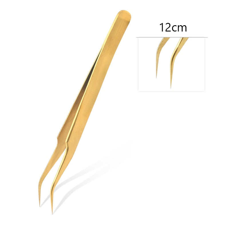 Qiao Excellent Quality Tweezers Bend+Straight New Stainless Steel Industrial Anti-static Cross Tweezers Sewing Accessories Tools TIKIJTRONICS