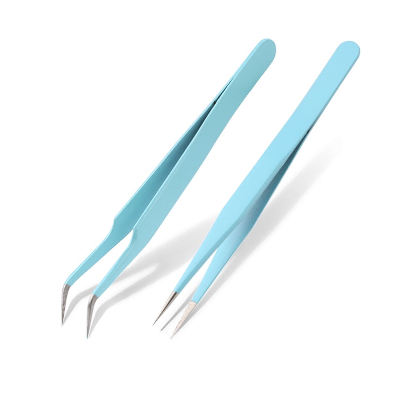 Qiao Excellent Quality Tweezers Bend+Straight New Stainless Steel Industrial Anti-static Cross Tweezers Sewing Accessories Tools TIKIJTRONICS