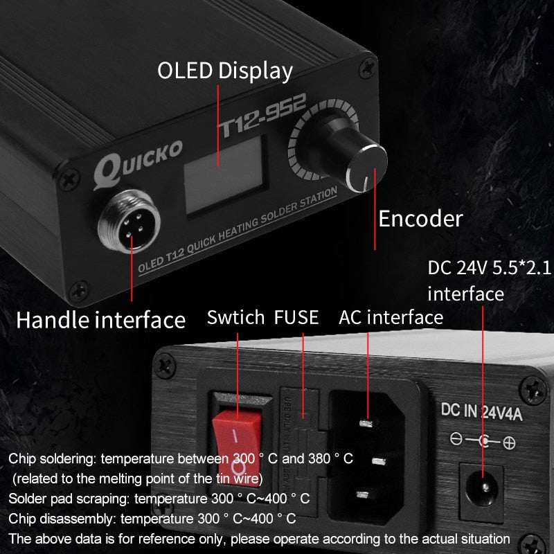 Quick Heating T12 soldering station electronic welding iron 2020 New version STC T12 OLED Digital Soldering Iron T12-952 QUICKO - TIKIJTRONICS # 0