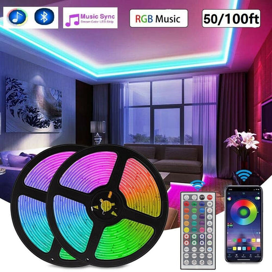 RGB Led Lights for Room Bedroom Decoration Smart Led Strip 12V 5050 Flexible Neon RGB Tape with Bluetooth Music Remote Backlight - TIKIJTRONICS # 0