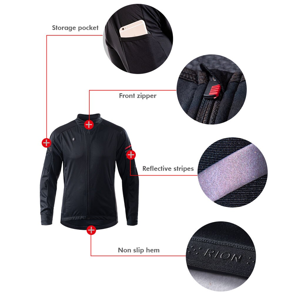 RION Mens Spring Thermal Cycling Jackets MTB Bike Coat Bicycle Clothing Long Sleeve Cycling Jerseys Ciclismo Jacket  with Pocket - TIKIJTRONICS # 0